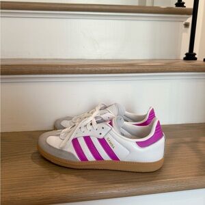 Adidas White and Pink sambas